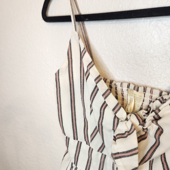 Japna S Cream W/Red Striped Cutout & Tie Front Maxi Dress Summer Dress - Picture 5 of 13